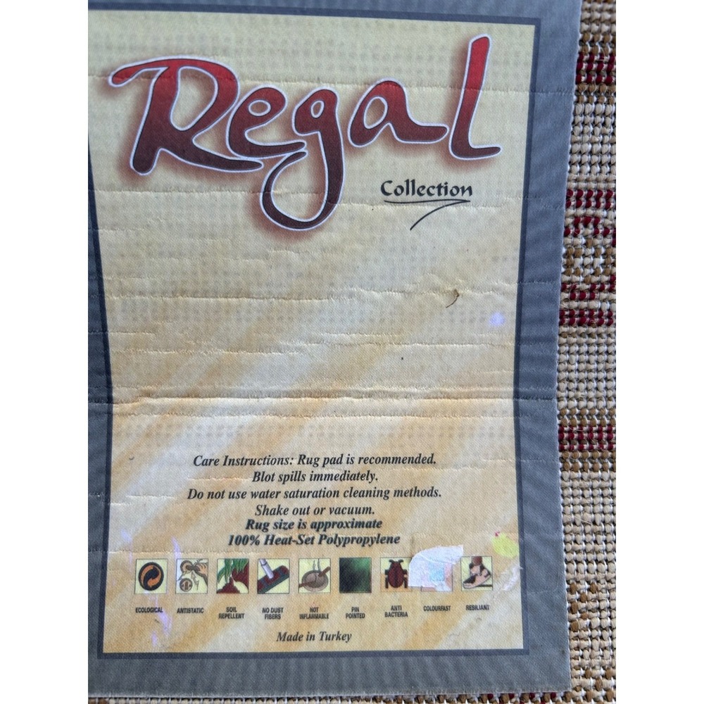 Regal Collection Runner Rug‎ 2x4.5 ft Beige Red Geometric Tribal Pattern Turkey - Picture 4 of 7